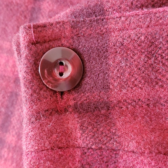 VINTAGE Plaid Wool Wrap Skirt Burgundy Black - Picture 5 of 8